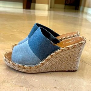 Toms Monica Denim Wedge Espadrilles Size 9.5 NWOB